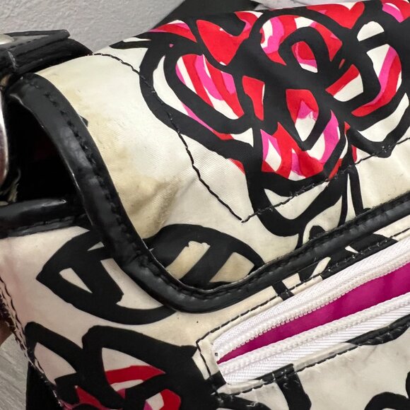 Coach Graffiti F16915 Kyra Poppy Black White & Red Sateen Messenger Bag - Picture 3 of 7